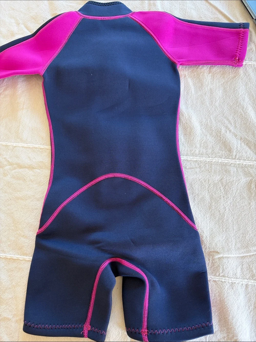 SEASKIN Kids Navy & Pink Short Sleeve Spring Wetsuit